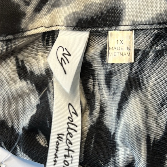 Women’s NY Collection Sheer Black Leopard Collared Button-Down Tunic Top Size 1X - Picture 9 of 14